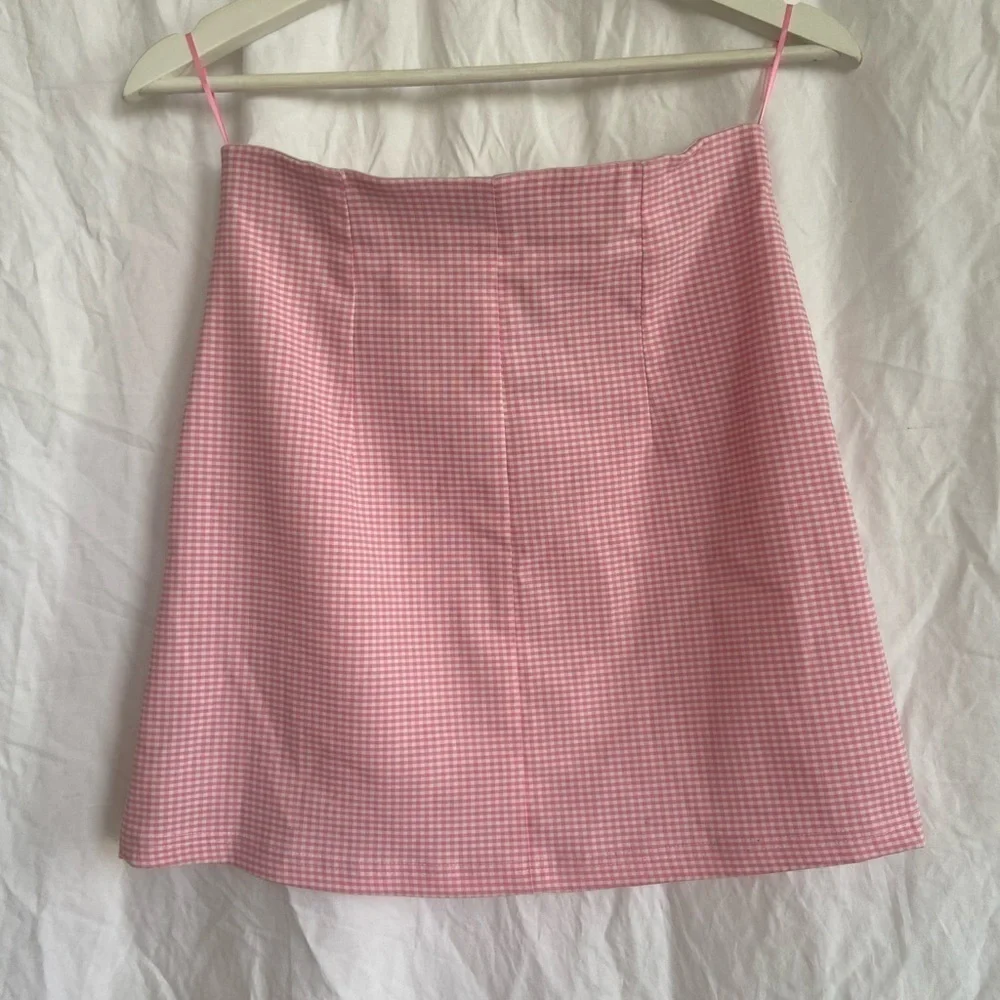 TOPSHOP pink mini single layered plaid skirt Size 4 NEW - Picture 8 of 12
